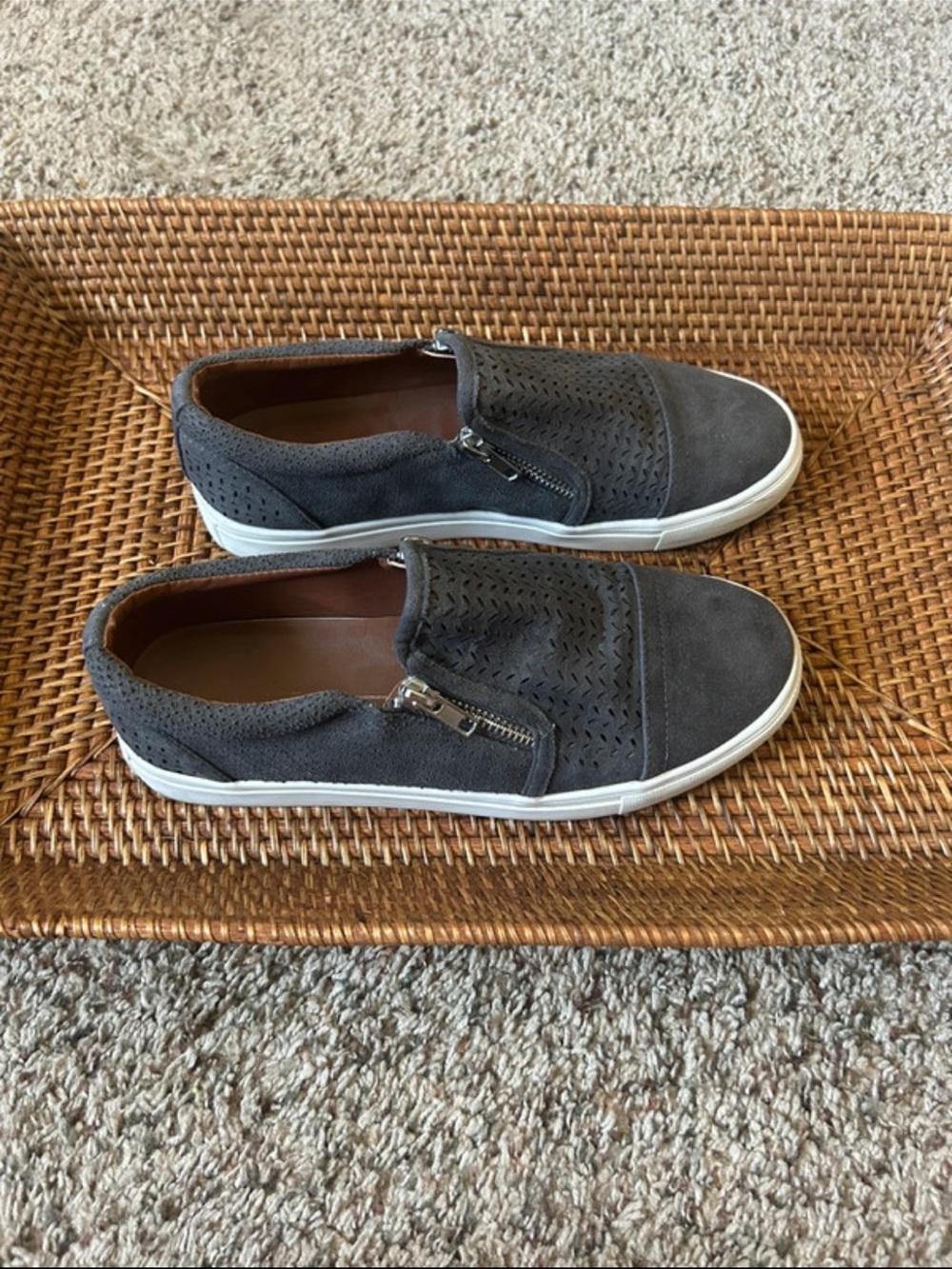 Gray Slip-On Sneakers with Side Zippers – Women’s 7.5/8